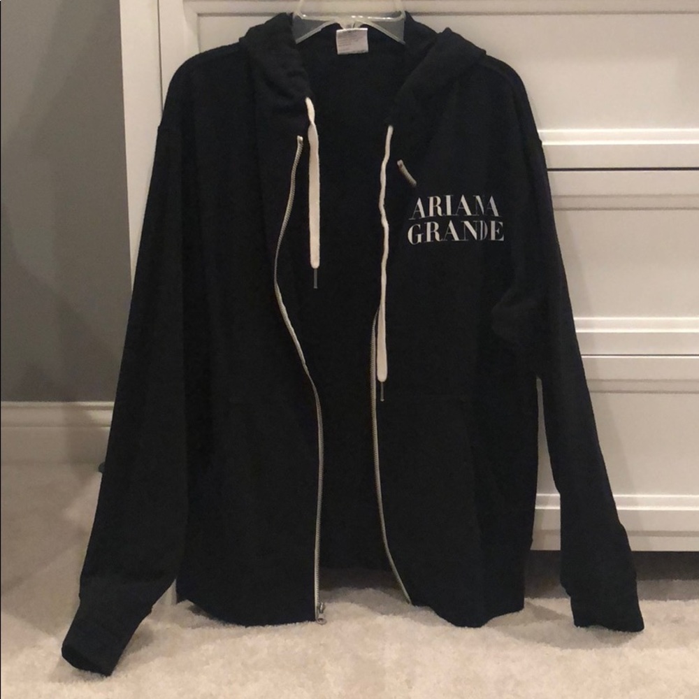 Black and white, zip up sweatshirt